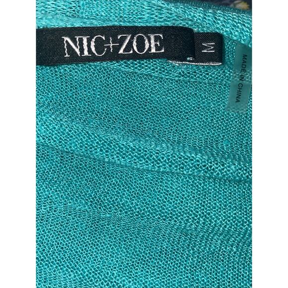 Nic+Zoe Turquoise Wrap V-neck Lightweight 3/4 Sleeve Linen Blend Women Medium - Picture 6 of 7